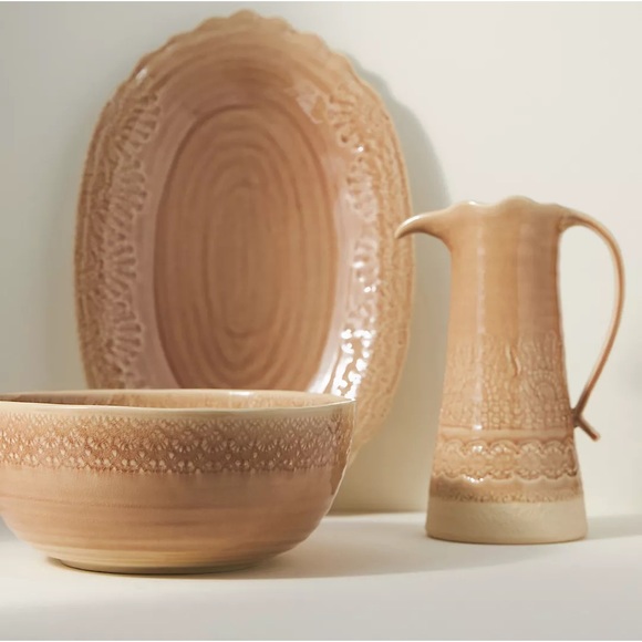 Anthropologie Old Havana Serving Bowl Taupe Large NWT - Picture 3 of 4